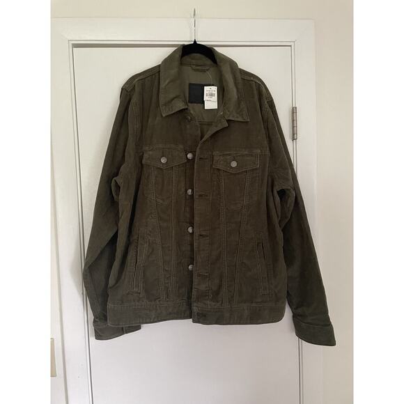 Abercrombie & Fitch Khaki Green Corduroy Shirt Jacket Size XL - Picture 2 of 9